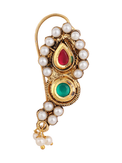 Pearl Maharashtrian Nath Nose Pin For Women