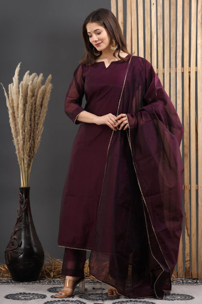 Women's Preet Chanderi Suit  Dupatta Set