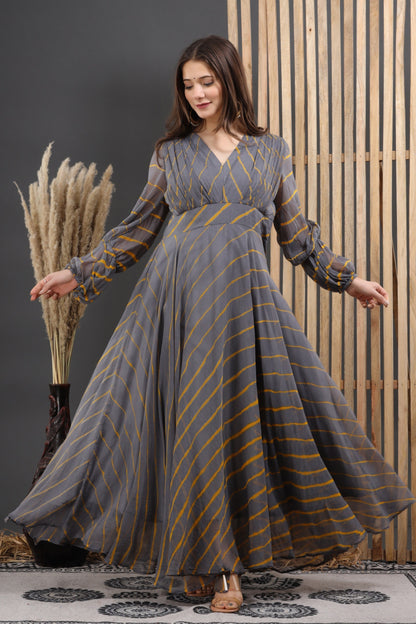 Women's Roshan Leheriya Chiffon Dress With Cotton Lining