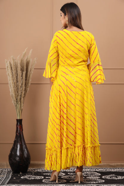 Women's Mahak Leheriya Chiffon Dress With Cotton Lining