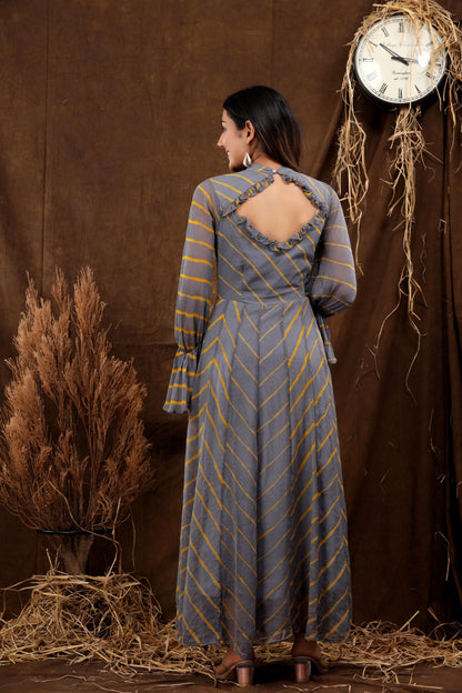 Women's Rooh Leheriya Chiffon Dress With Cotton Lining