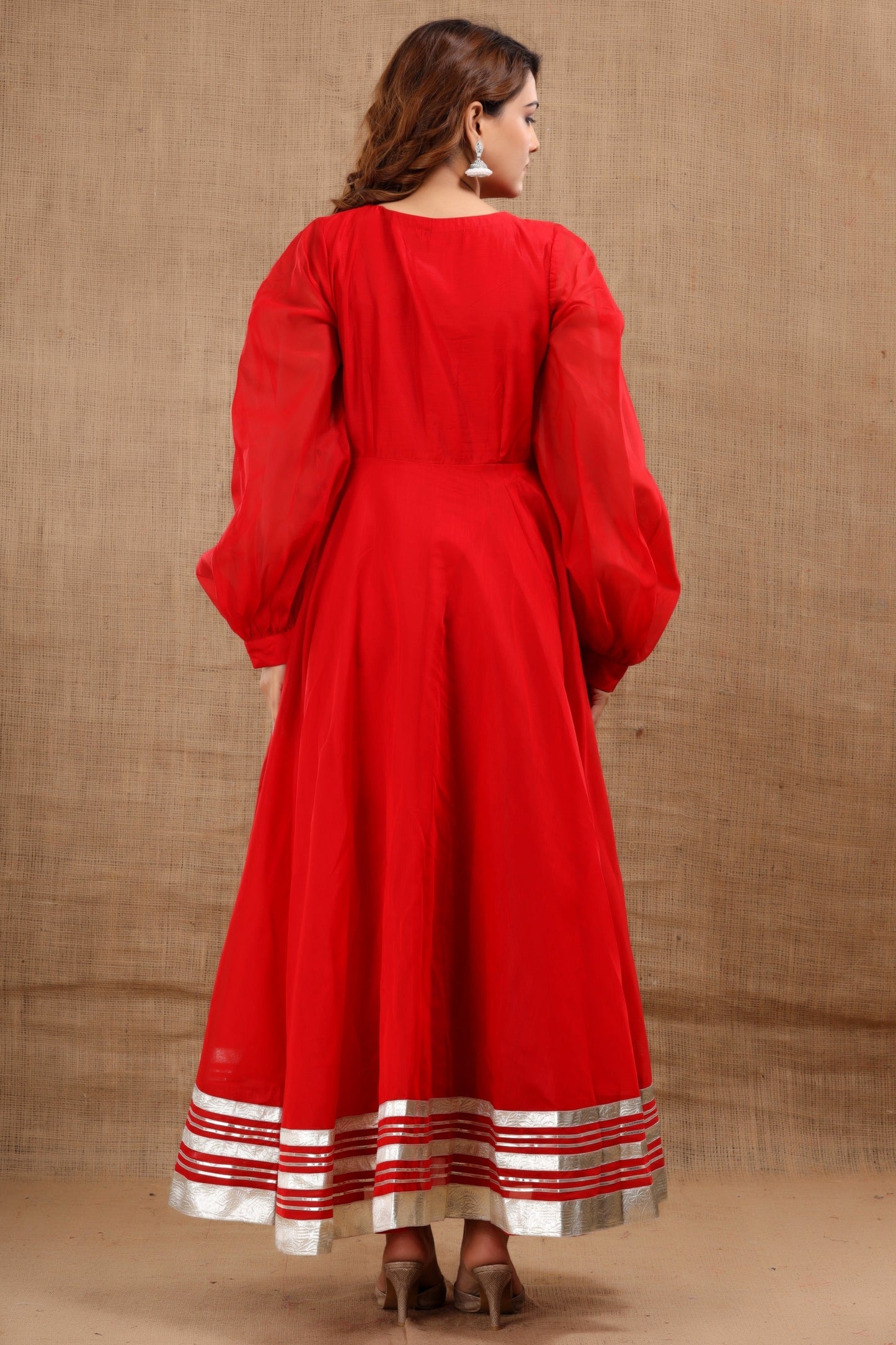 Women's Shardha Hand Gota Work Red Dress