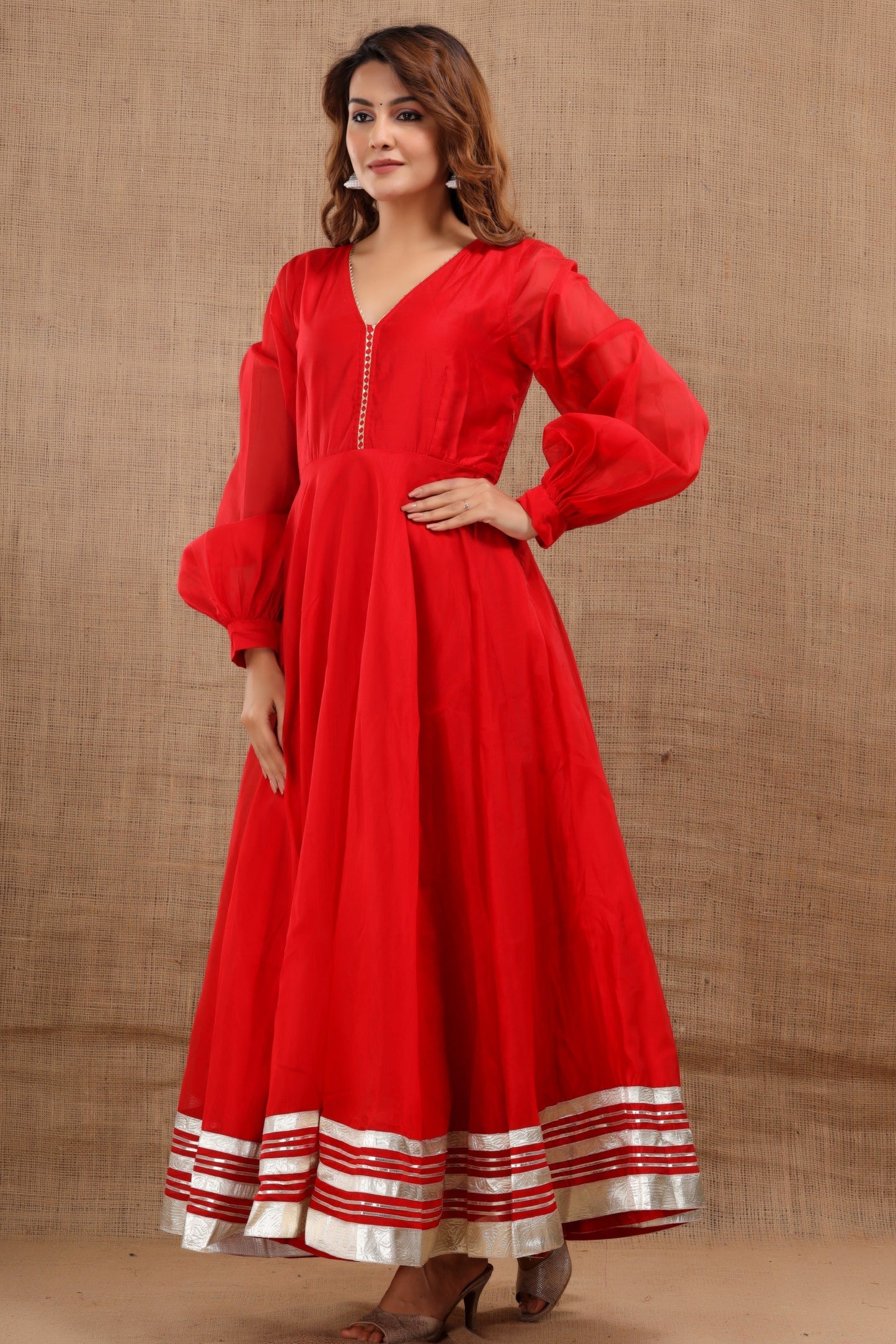 Women's Shardha Hand Gota Work Red Dress