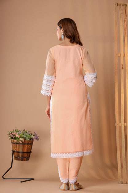 Women's Peach Organza Suit Set