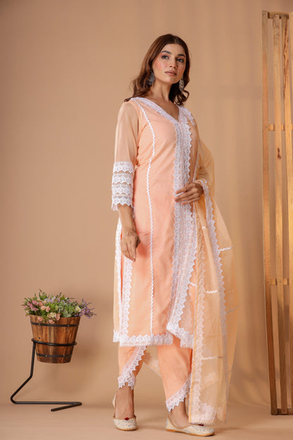 Women's Peach Organza Suit Set