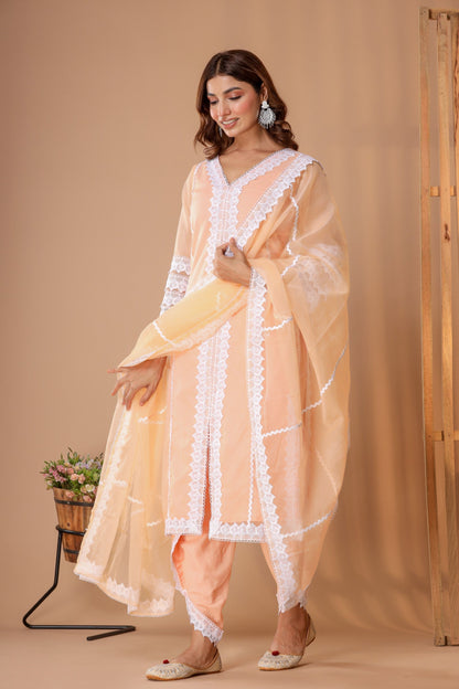 Women's Peach Organza Suit Set