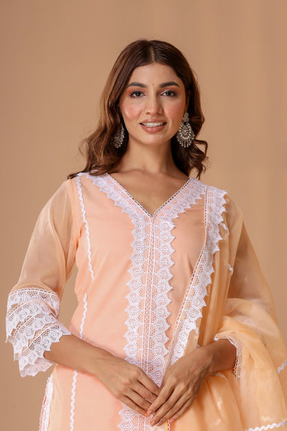 Women's Peach Organza Suit Set