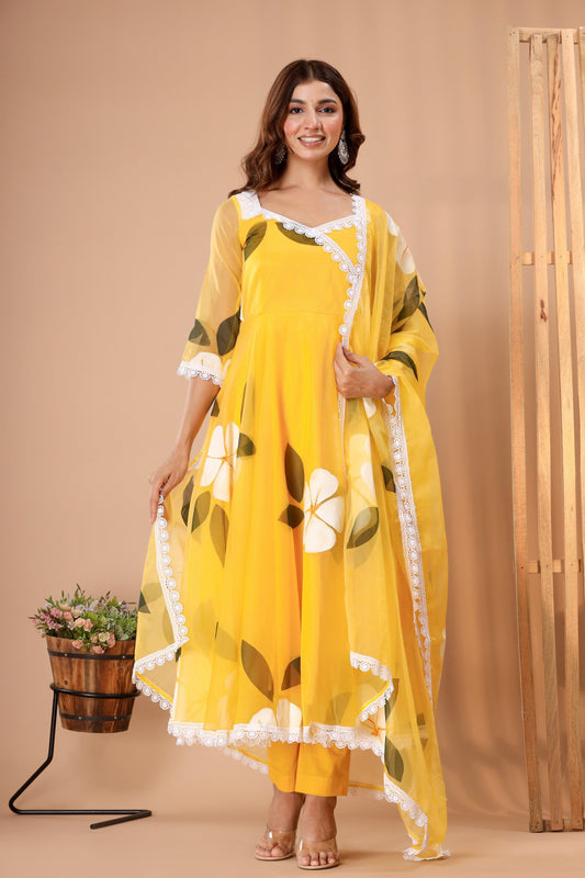 Women's Yellow Hand Paint Suit Set