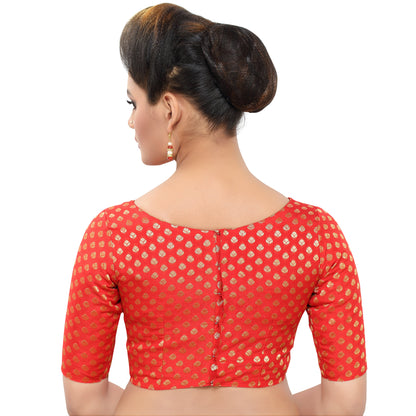 Women's Benarasi Brocade Elbow Length Sleeves Readymade Saree Blouse