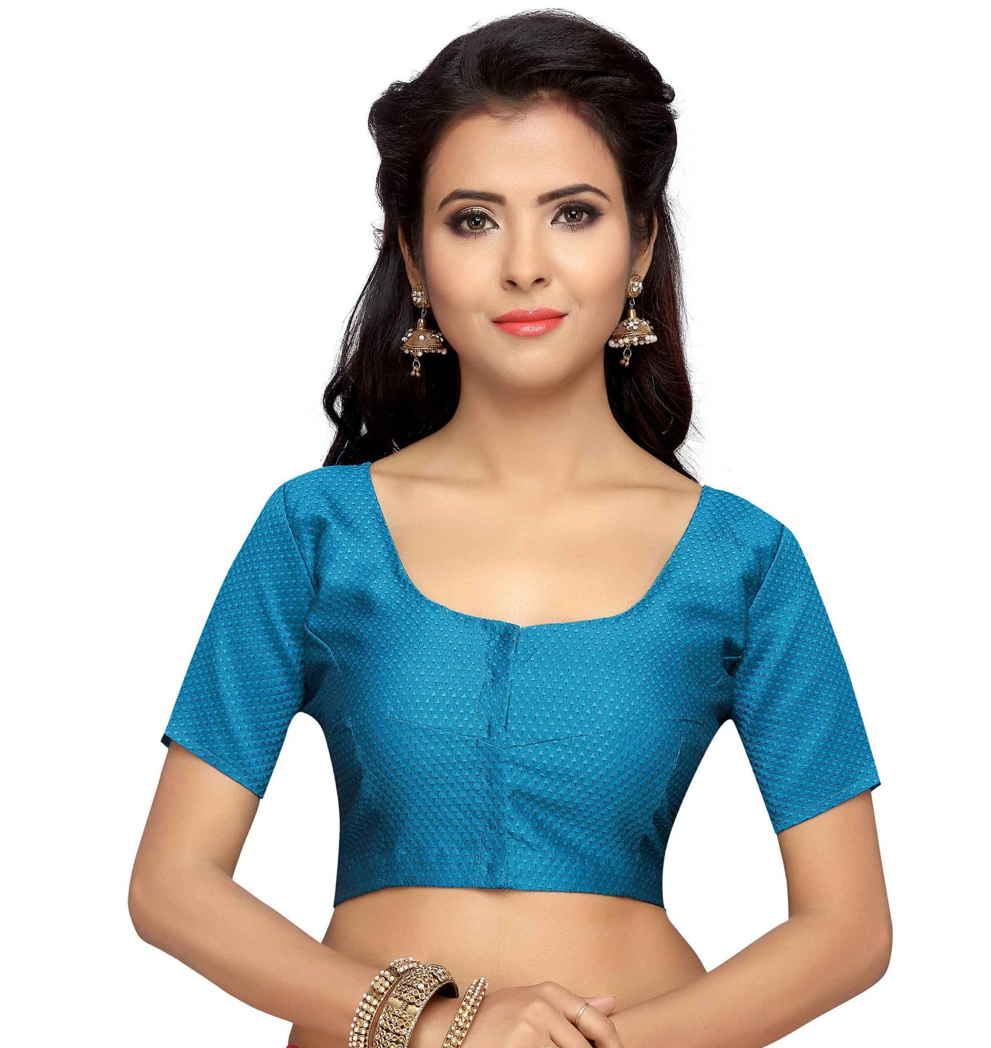 Women Blue Georgette Readymade Blouse  (1pc)