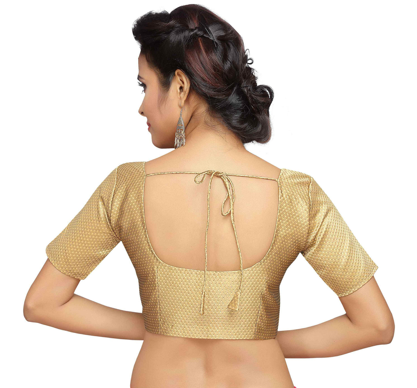 Women Gold Brocade Readymade Blouse  (1pc)