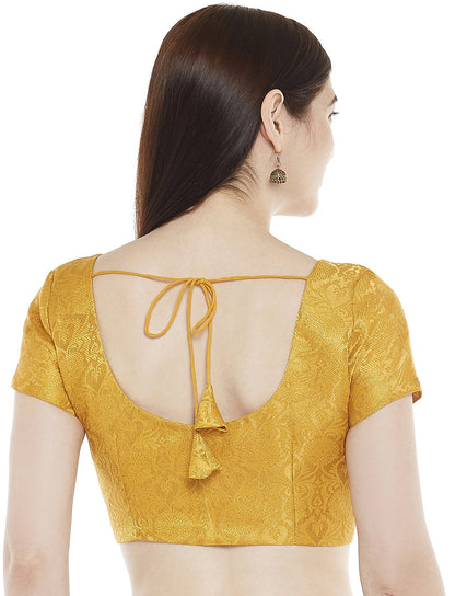 Women's Yellow Banarasi Brocade Blouse - (1pc set)