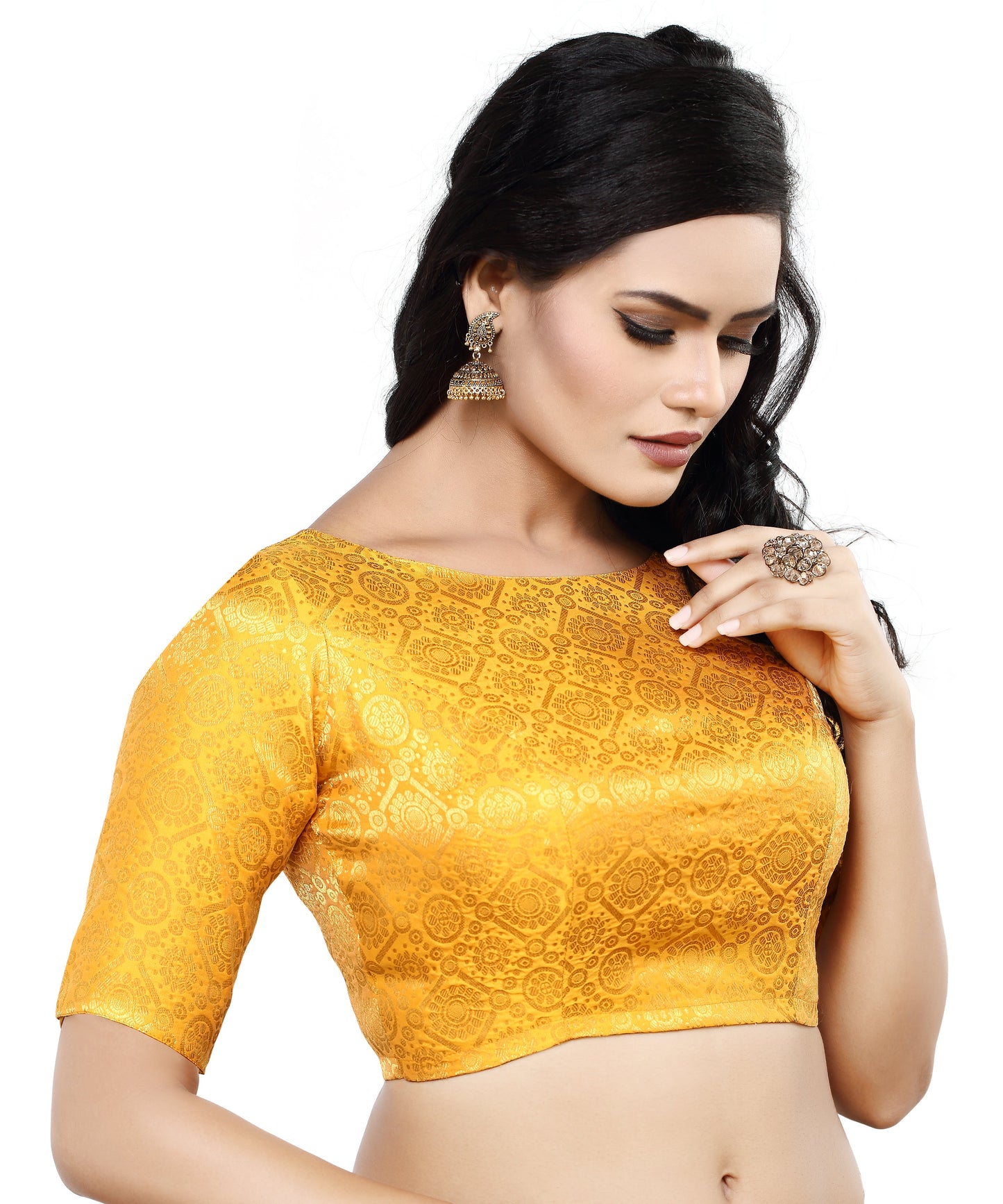 Women's Polyester Half Sleeve Saree Blouse