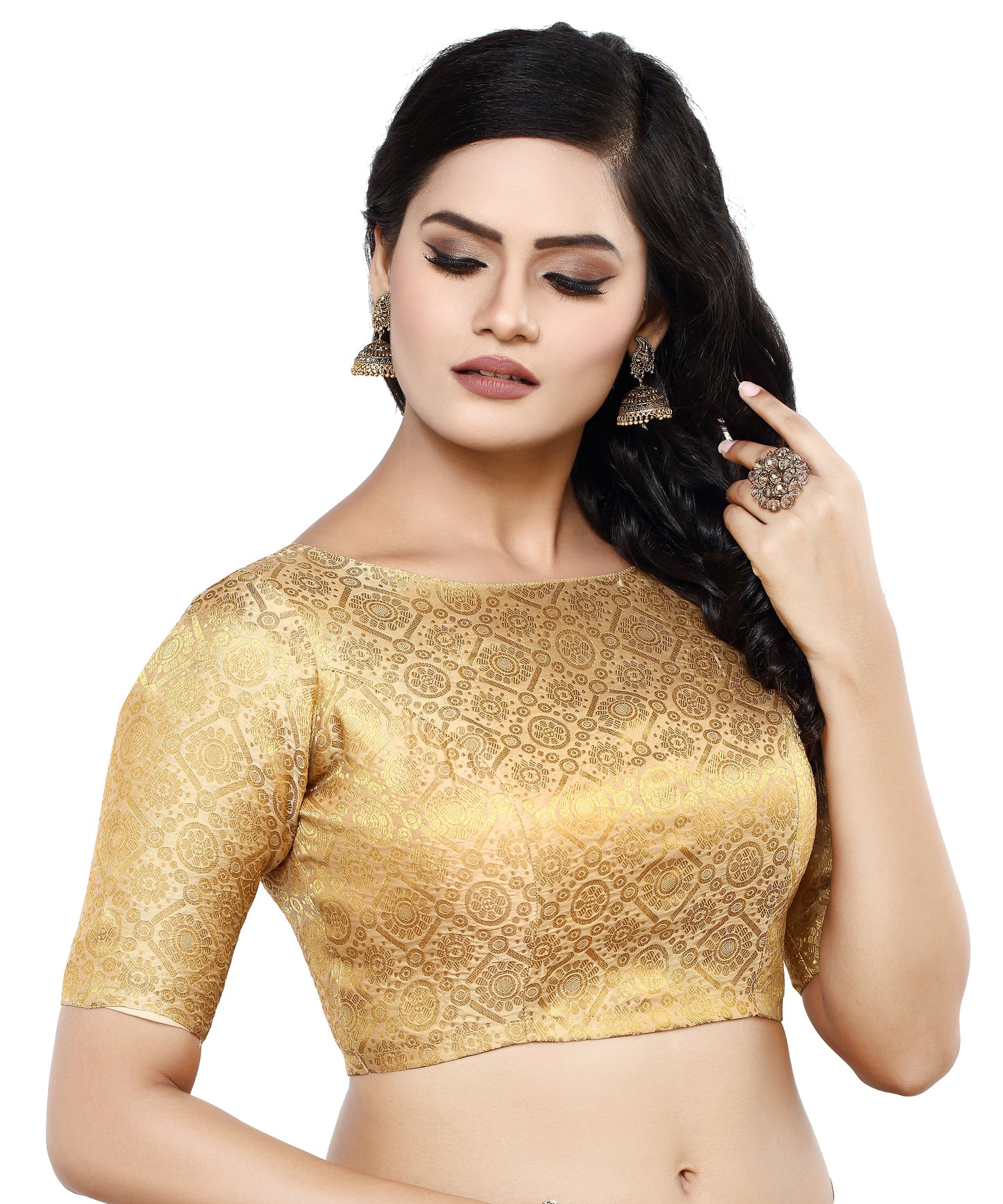 Women's Polyester Half Sleeve Saree Blouse