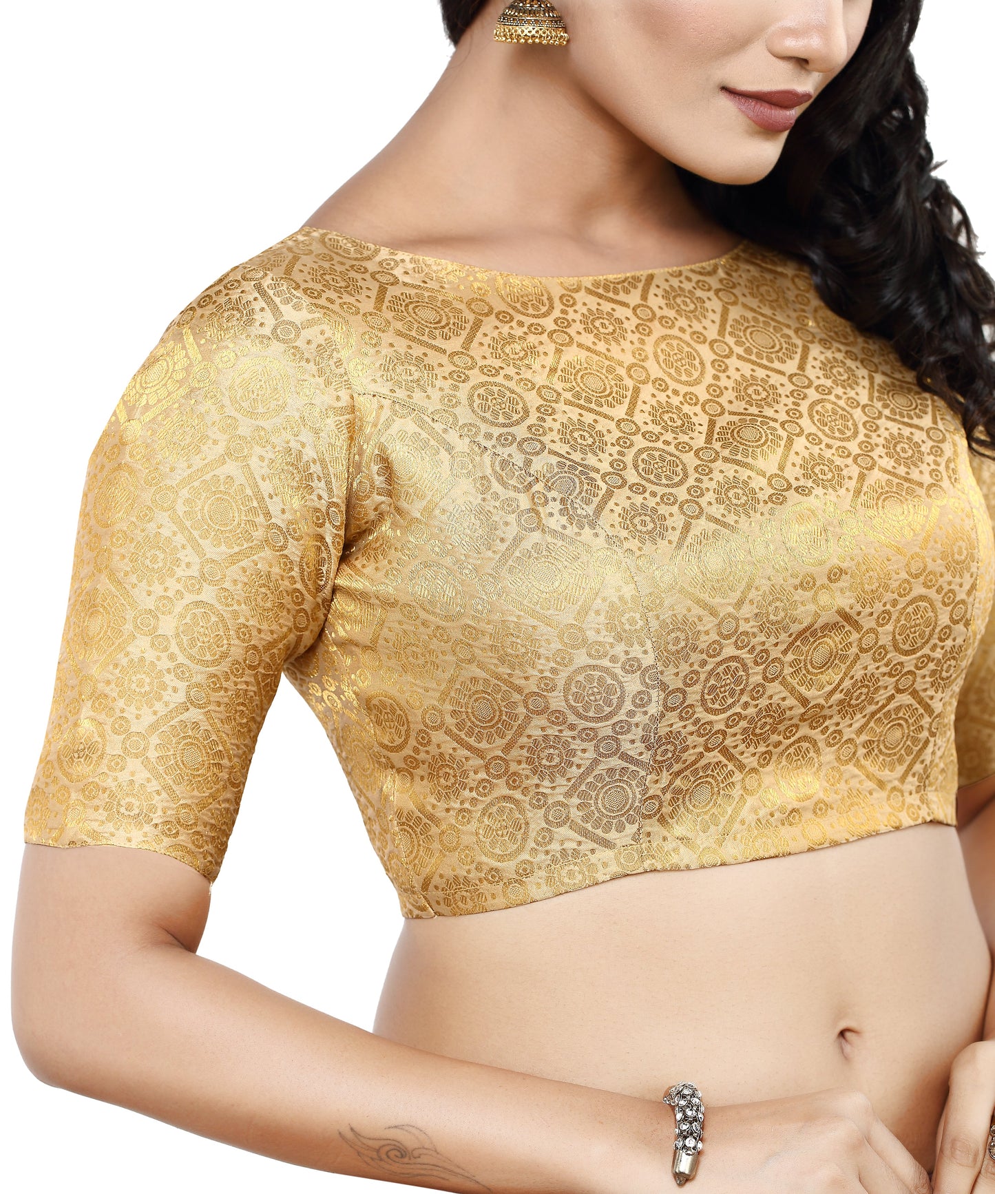 Women's Polyester Half Sleeve Saree Blouse