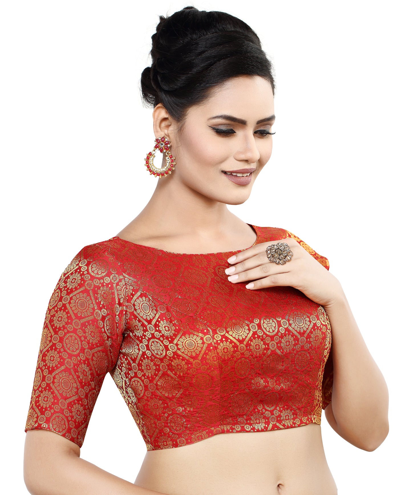 Women's Polyester Half Sleeve Saree Blouse