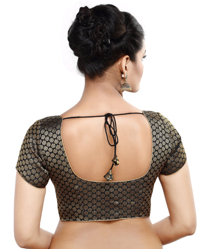 Women's Short Sleeves Banaras Brocade Readymade Saree Blouse