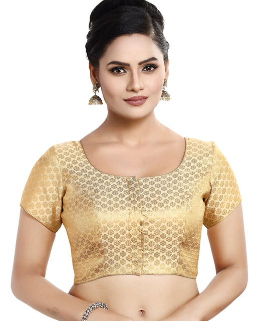 Women's Short Sleeves Banaras Brocade Readymade Saree Blouse