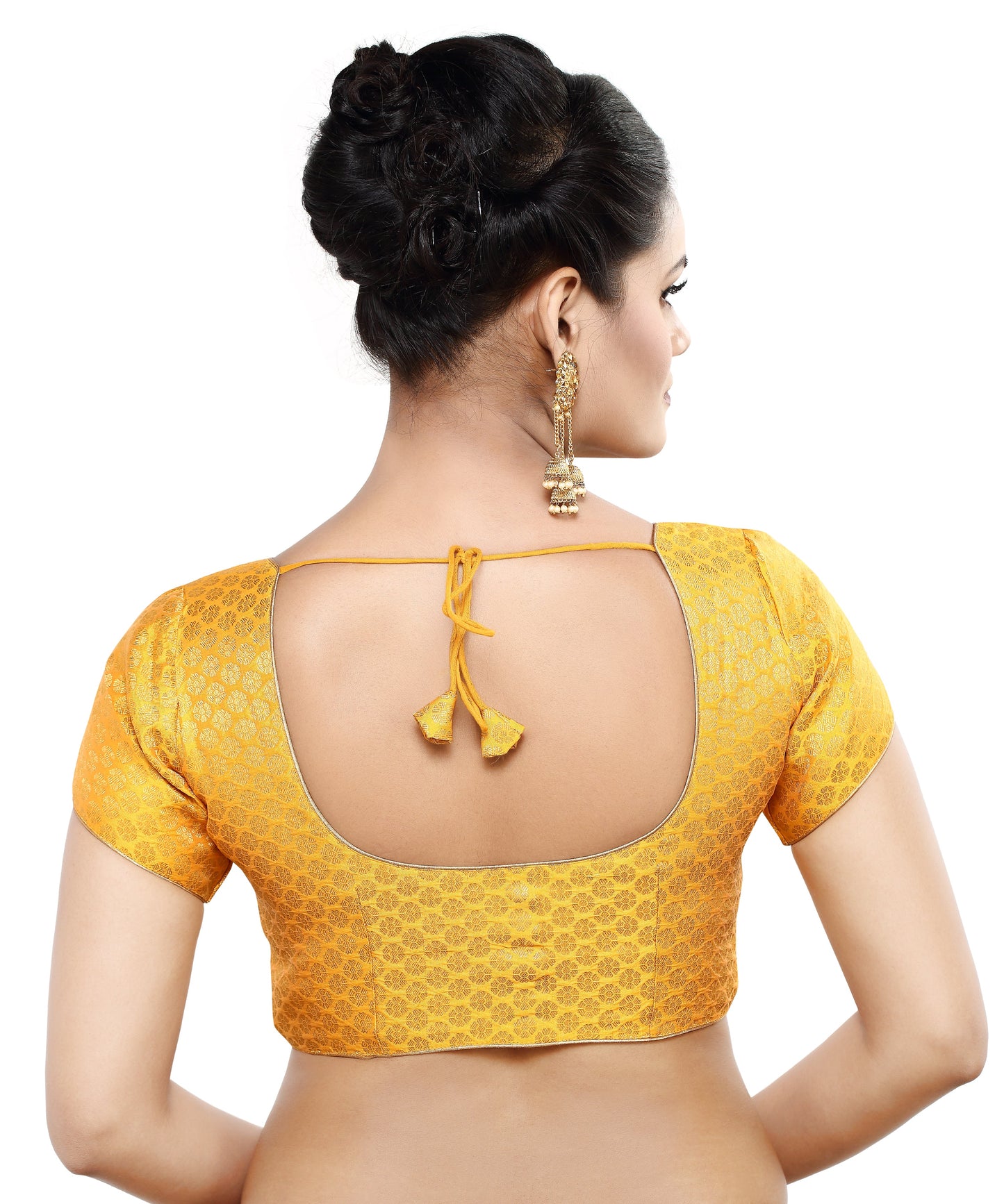 Women's Short Sleeves Banaras Brocade Readymade Saree Blouse