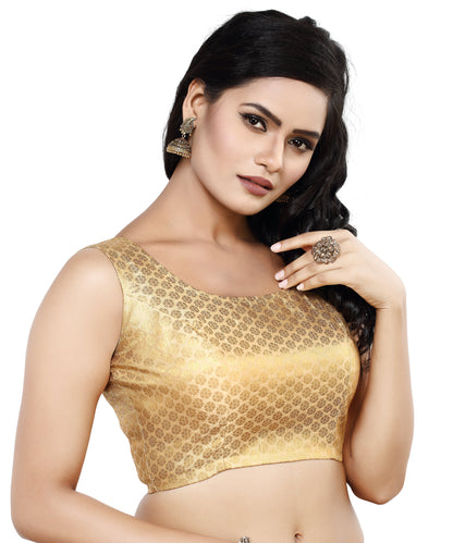 Women's Sleeveless Brocade Readymade Saree Blouse