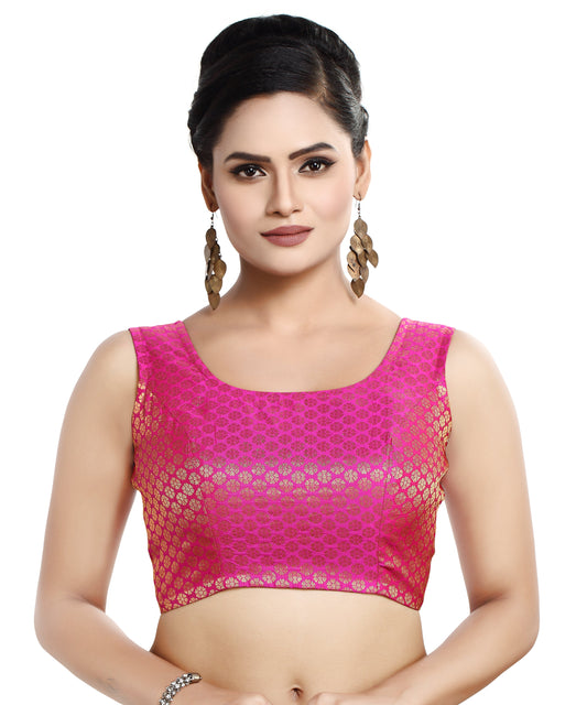 Women's Sleeveless Brocade Readymade Saree Blouse