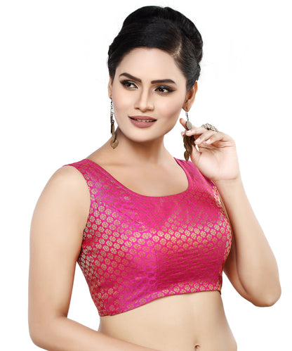 Women's Sleeveless Brocade Readymade Saree Blouse