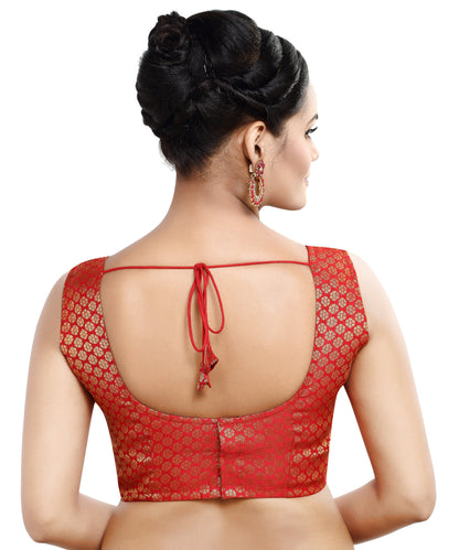 Women's Sleeveless Brocade Readymade Saree Blouse