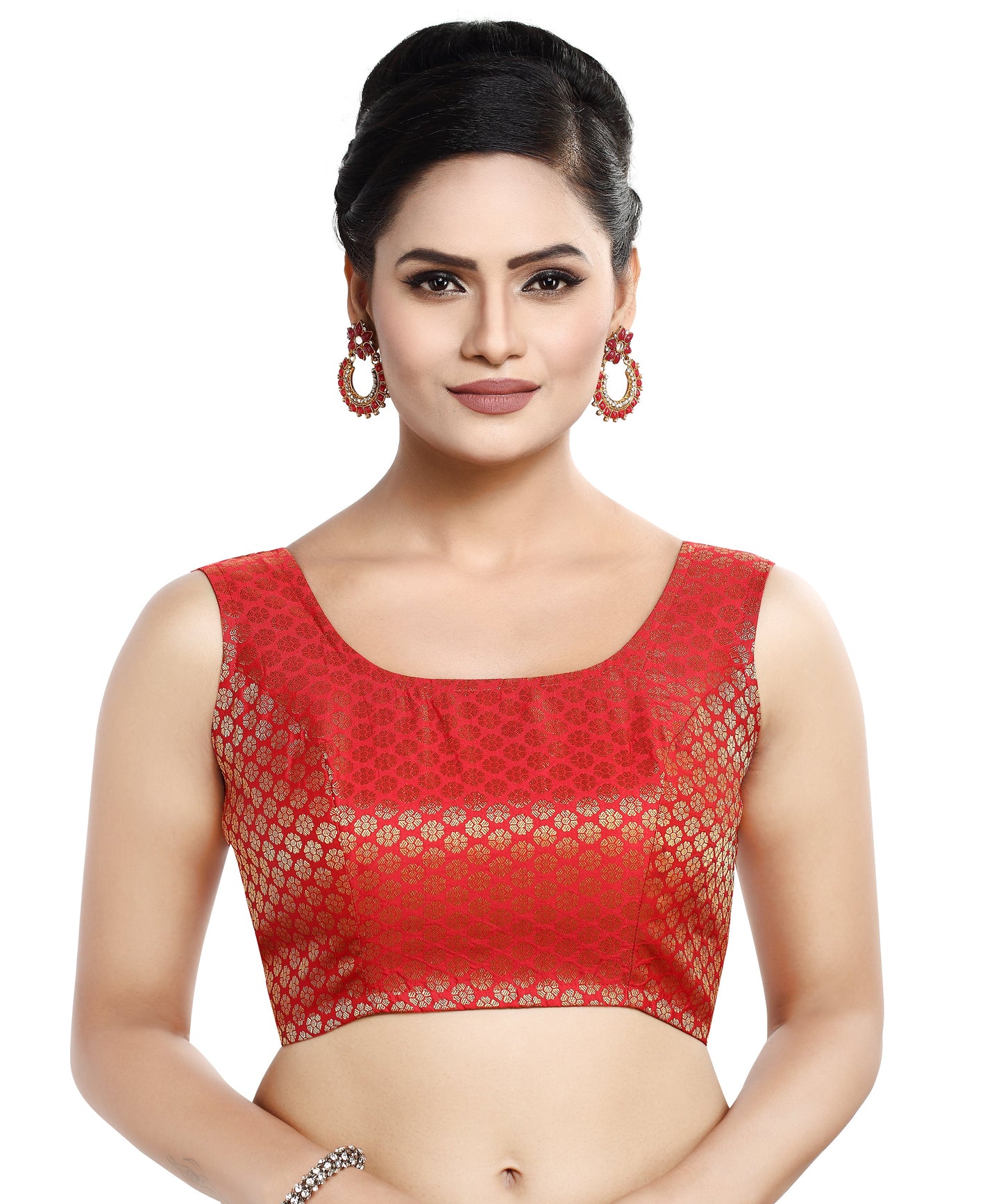 Women's Sleeveless Brocade Readymade Saree Blouse