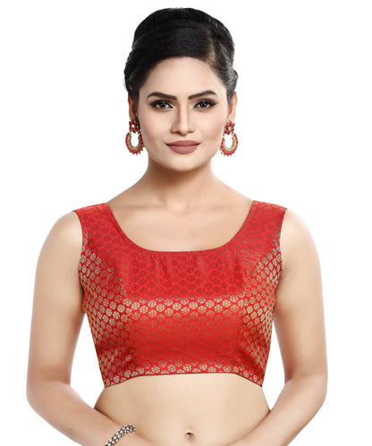 Women's Sleeveless Brocade Readymade Saree Blouse