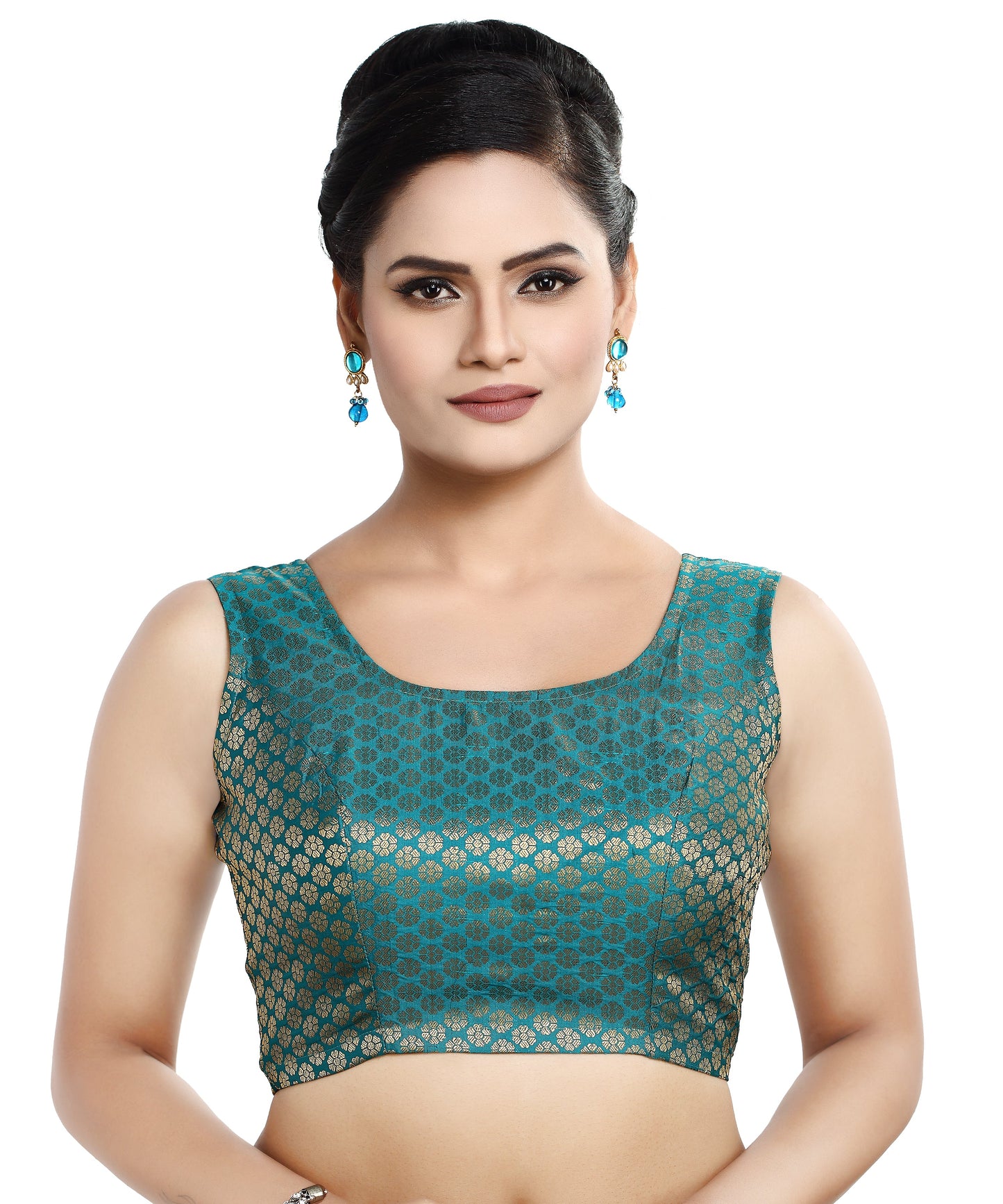 Women's Sleeveless Brocade Readymade Saree Blouse