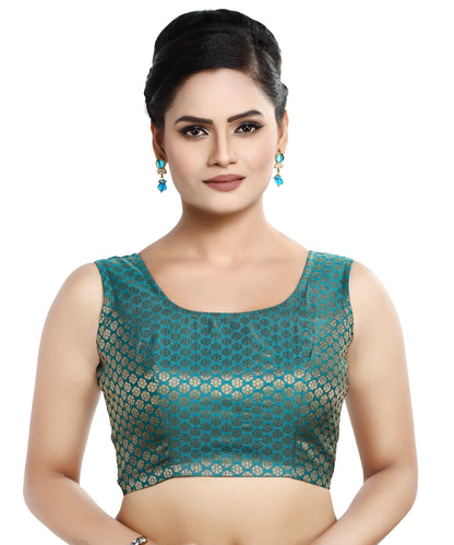 Women's Sleeveless Brocade Readymade Saree Blouse