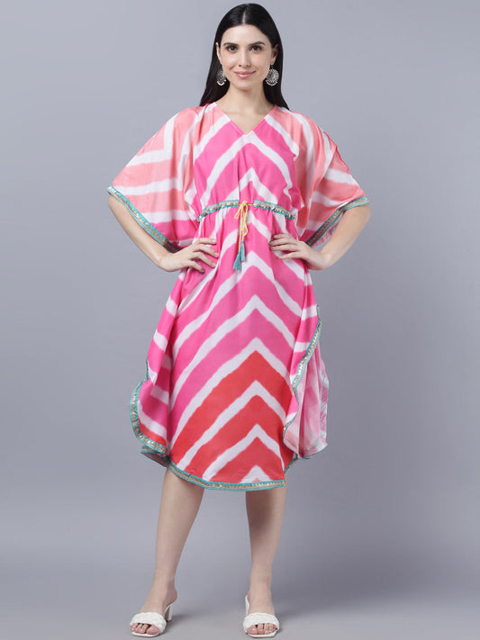 Women's Multicoloured Striped Kaftan Dress