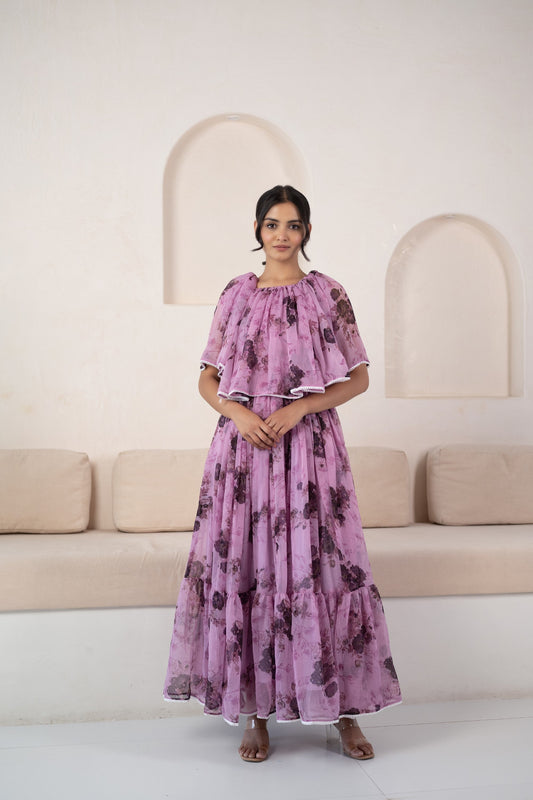 Purple Off-Shoulder Gown For Women - (1Pc Set)