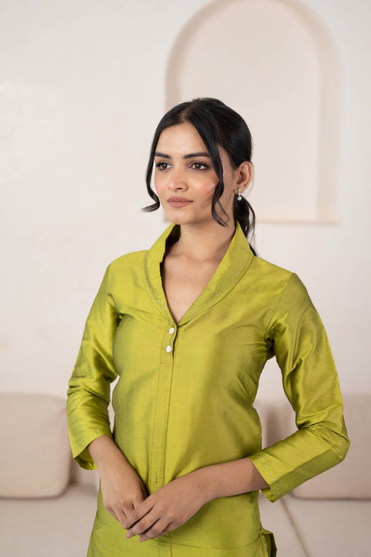 Green Kurta Set For Women - (2Pcs Set)