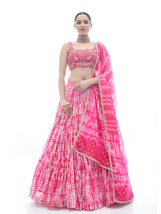 Women's Pink Jaquard Embroidered Designer Lehenga