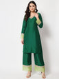 Women's Dazzling Green Straight Kurti With Straight Palazzo