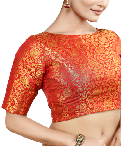 Women's Traditional Benaras Brocade Readymade Stitched Saree Blouse