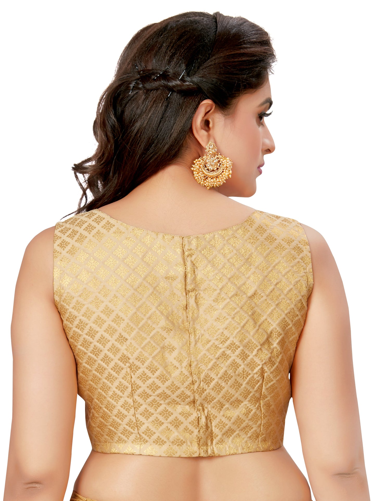 Women's Brocade Sleeveless Readymade Saree Blouse