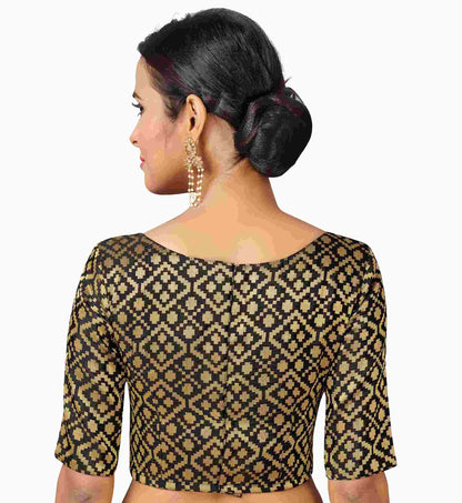 Women Black Brocade Blouse  (1pc)