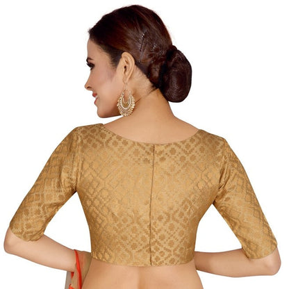 Wome Gold Brocade Saree Blouse  (1pc)