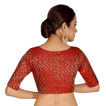 Women's Maroon Brocade Blouse - (1pc set)