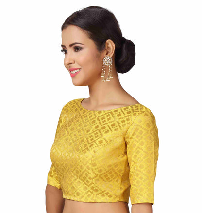 Women's Yellow Brocade Blouse - (1pc set)