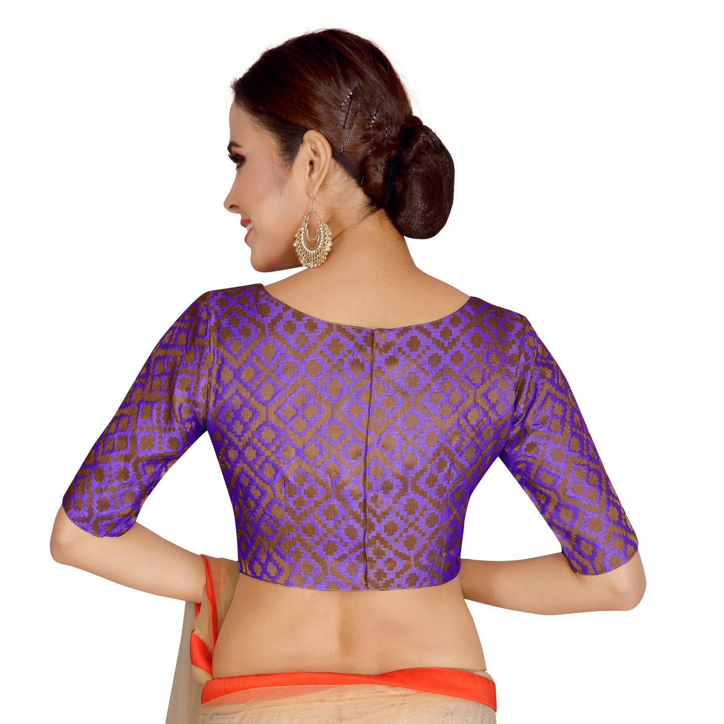 Women Purple Brocade Saree Blouse  (1pc)