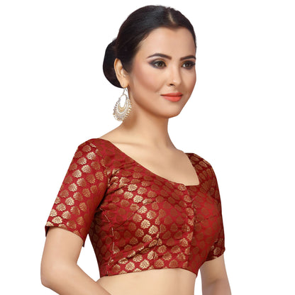 Women's Maroon Brocade Blouse - (1pc set)