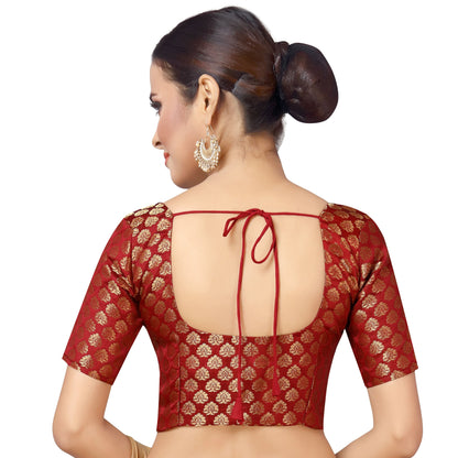 Women's Maroon Brocade Blouse - (1pc set)