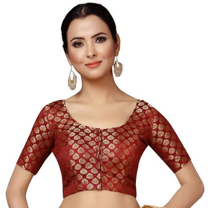 Women's Maroon Brocade Blouse - (1pc set)