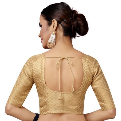 Women's Gold Color Brocade Saree Blouse