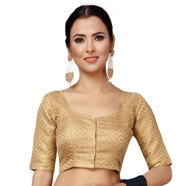 Women's Gold Color Brocade Saree Blouse