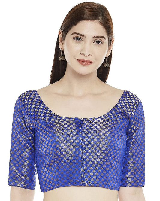 Women's Royal Blue Brocade Blouse - (1pc set)