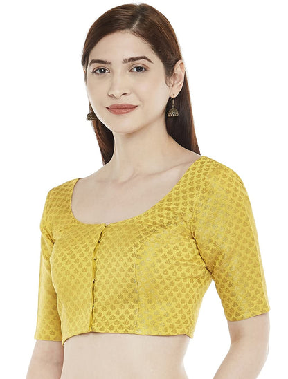 Women's Yellow Brocade Blouse - (1pc set)